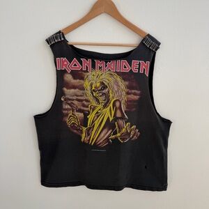 Vintage Iron Maiden “Killers” Cut Out Thrashed Used Metal Worn Down T-Shirt Aged